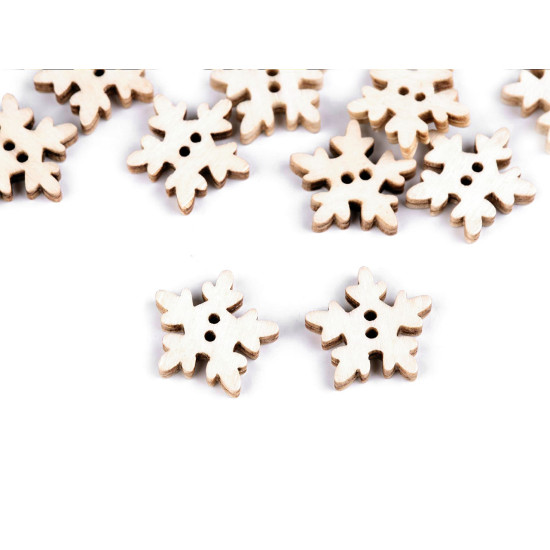 Botón decorativo de madera copo de nieve - Blanco (50 Piezas) Botón decorativo de madera copo de nieve - Blanco (50 Piezas)