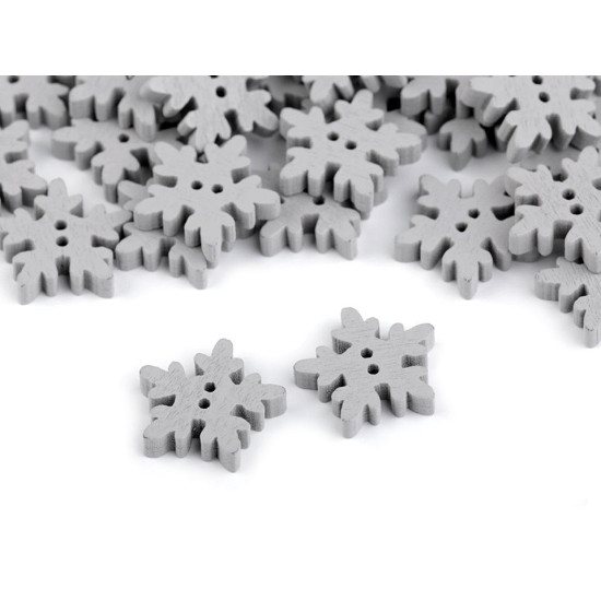 Botón decorativo de madera copo de nieve - Blanco (50 Piezas) Botón decorativo de madera copo de nieve - Blanco (50 Piezas)
