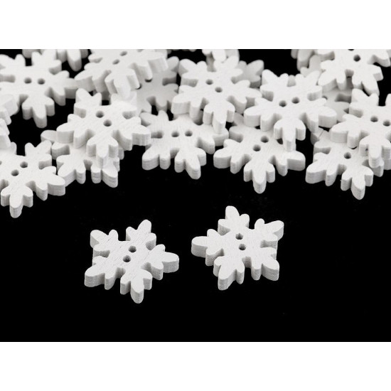 Botón decorativo de madera copo de nieve - Blanco (50 Piezas) Botón decorativo de madera copo de nieve - Blanco (50 Piezas)