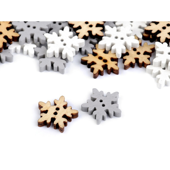 Botón decorativo de madera copo de nieve - Blanco (50 Piezas) Botón decorativo de madera copo de nieve - Blanco (50 Piezas)