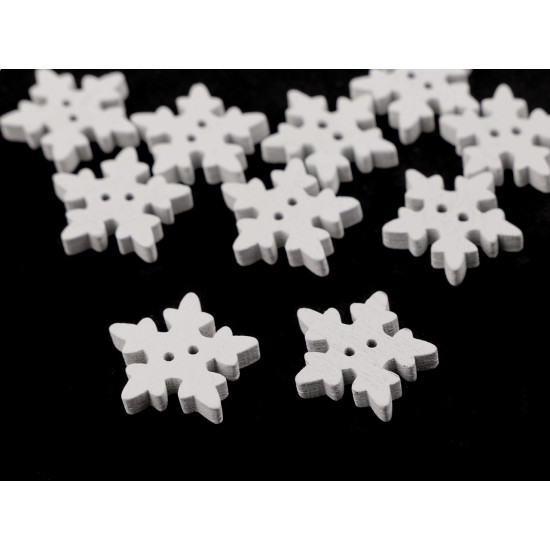 Botón decorativo de madera copo de nieve - Blanco (50 Piezas) Botón decorativo de madera copo de nieve - Blanco (50 Piezas)