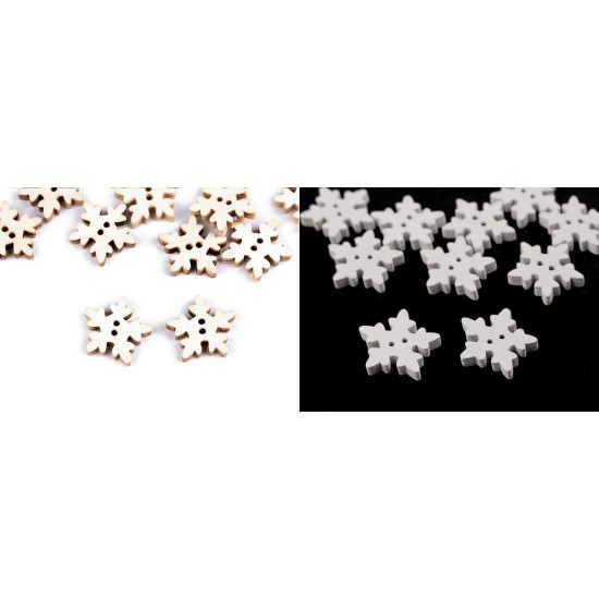 Botón decorativo de madera copo de nieve - Blanco (50 Piezas) Botón decorativo de madera copo de nieve - Blanco (50 Piezas)