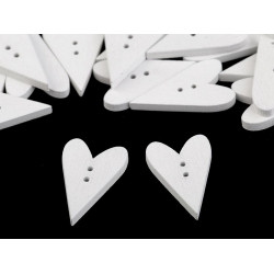 Guzik drewniany dekoracyjny serce - White (10 Sztuki)