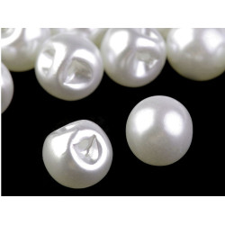 Sew-on faux pearl bead / button ø14 mm - Pearlwhite (10 Pieces)