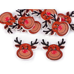 Decorative christmas wooden button - Brown (10 Pieces)