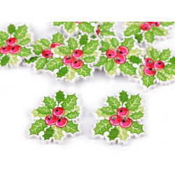 Decorative christmas wooden button - Light green (10 Pieces)
