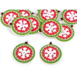 Decorative christmas wooden button - Red (10 Pieces)