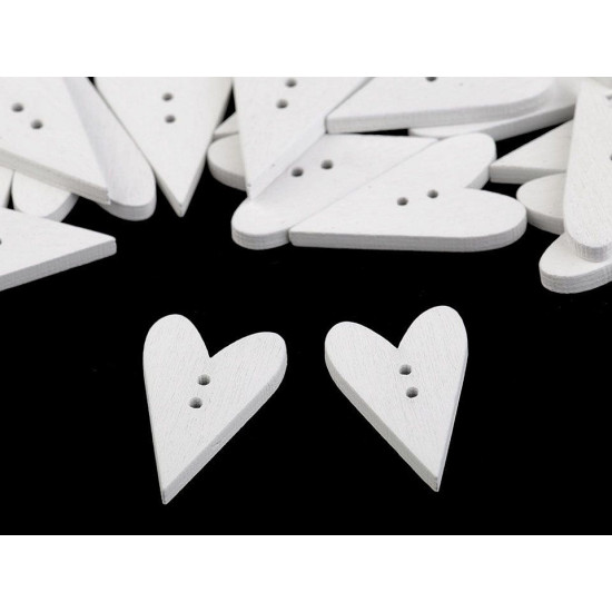 Bottone decorativo in legno, modello: cuore - Bianco (200 Pezzi) Bottone decorativo in legno, modello: cuore - Bianco (200 Pezzi)