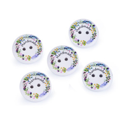 Guzik drewniany dekoracyjny handmade - White (10 Sztuki)