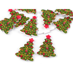 Christmas wooden decorative button - Green (10 Pieces)
