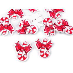 Christmas wooden decorative button - Red (10 Pieces)
