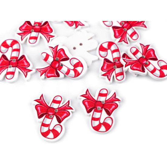Christmas wooden decorative button - Green (10 Pieces)
