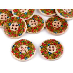 Christmas wooden decorative button - Green (10 Pieces)