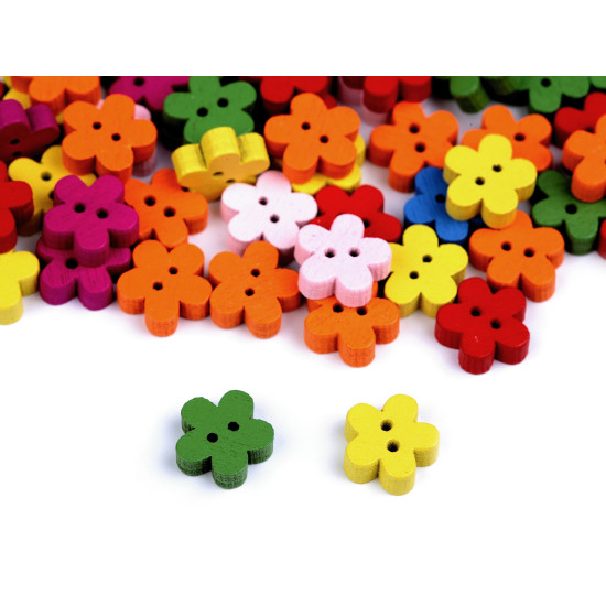 Bouton décoratif en bois, fleurs - Mélange (100 Pièces)