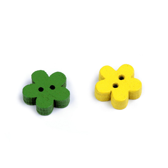 Bouton décoratif en bois, fleurs - Mélange (100 Pièces)