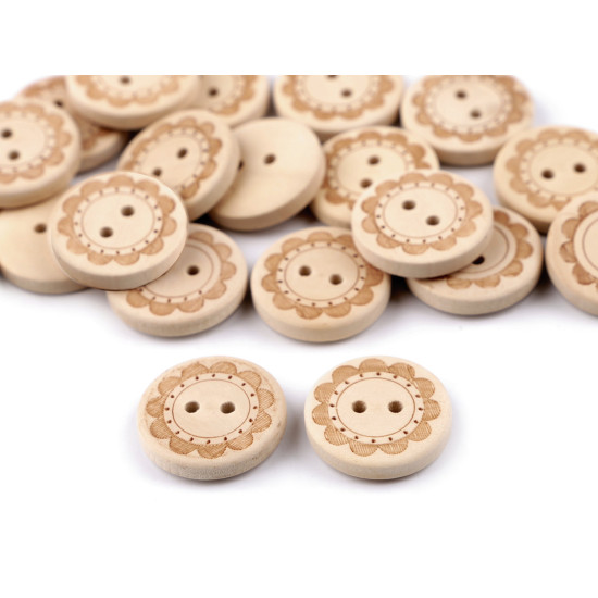 Wooden decorative button flower - Natural light (50 Pieces)