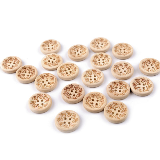 Wooden decorative button flower - Natural light (50 Pieces)