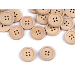 Four-hole wooden button, size 32' - Ivory (200 Pieces)