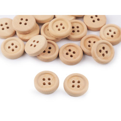 Four-hole wooden button, size 24' - Ivory (100 Pieces)