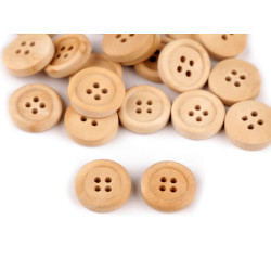 Four-hole wooden button, size 24' - Natural medium (100 Pieces)