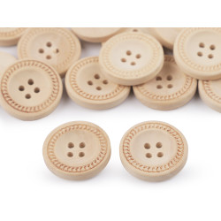 Wooden decorative button, 4-holes - Ivory (200 Pieces)