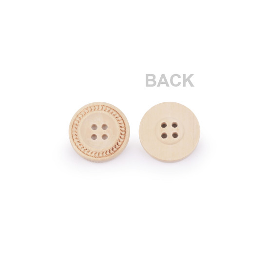 Wooden decorative button, 4-holes - Ivory (50 Pieces)