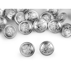 Botón con escudo, tamaño 24'; 32' - Plata (10 Piezas)