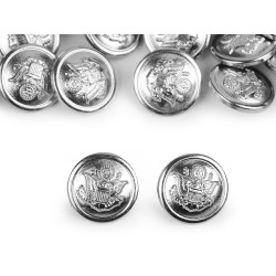 Botón con escudo, tamaño 24'; 32' - Plata (10 Piezas)