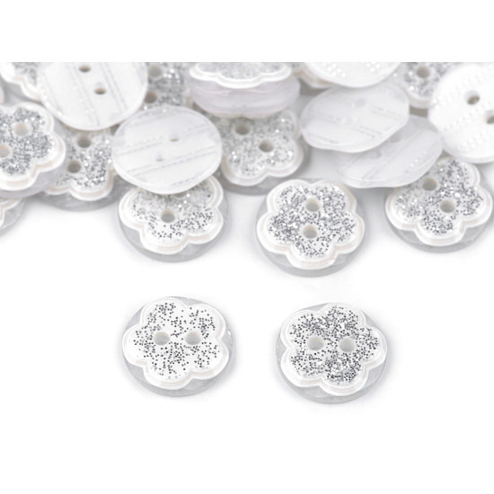 Button - flower with glitter size 20' - Blue light (100 Pieces) Button - flower with glitter size 20' - Blue light (100 Pieces)