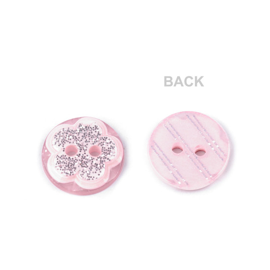Button - flower with glitter size 20' - Blue light (100 Pieces) Button - flower with glitter size 20' - Blue light (100 Pieces)