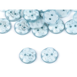 Button - flower with glitter size 20' - Blue light (100 Pieces)