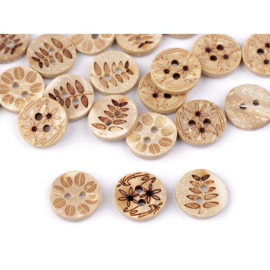 Coconut button, flowers size 20' - Ivory (200 Pieces)