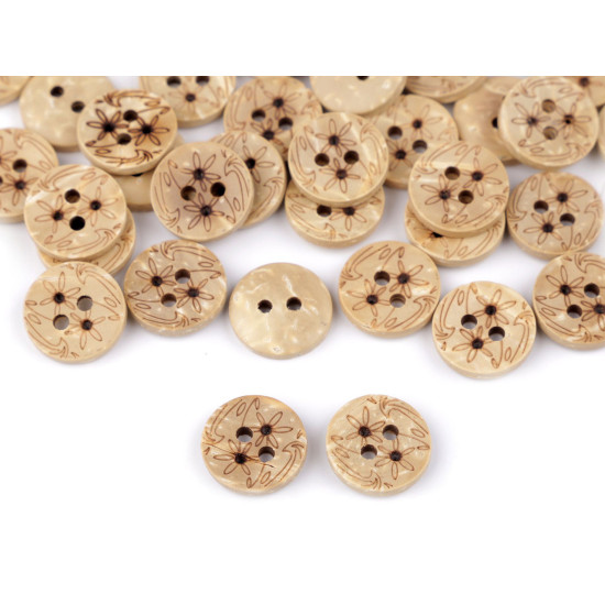 Coconut button, flowers size 20' - Ivory (200 Pieces)
