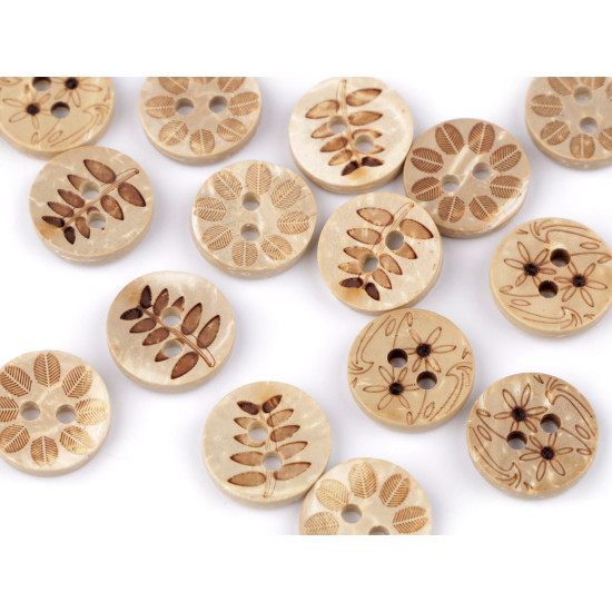 Coconut button, flowers size 20' - Ivory (200 Pieces)