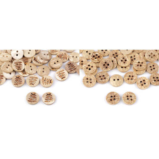 Coconut button, flowers size 20' - Ivory (200 Pieces)