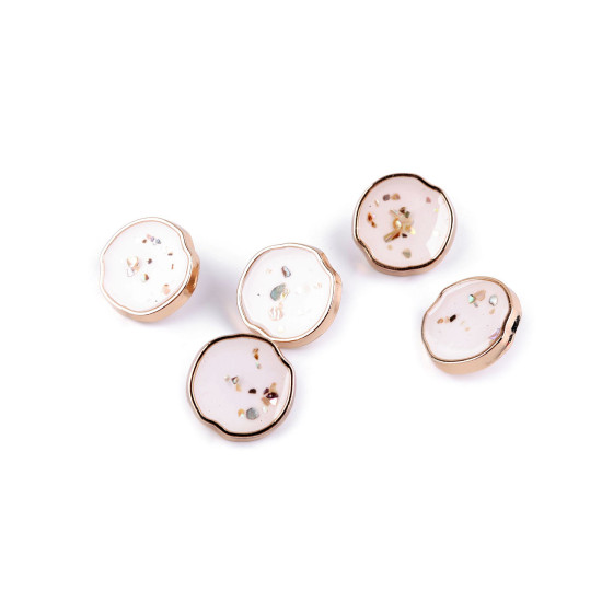 Metal button ab pearl in resin, size 24'; 32'; 36' - White (5 Pieces) Metal button ab pearl in resin, size 24'; 32'; 36' - White (5 Pieces)