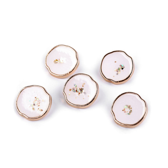 Metal button ab pearl in resin, size 24'; 32'; 36' - White (5 Pieces) Metal button ab pearl in resin, size 24'; 32'; 36' - White (5 Pieces)
