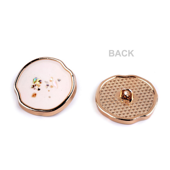 Metal button ab pearl in resin, size 24'; 32'; 36' - White (5 Pieces) Metal button ab pearl in resin, size 24'; 32'; 36' - White (5 Pieces)