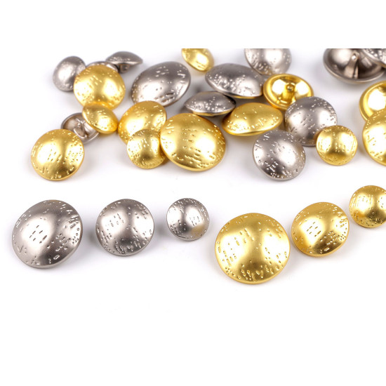 Metal button finely hammered size 24'; 30'; 38' - Nickel (5 Pieces) Metal button finely hammered size 24'; 30'; 38' - Nickel (5 Pieces)