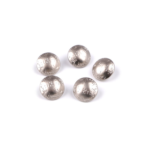 Metal button finely hammered size 24'; 30'; 38' - Nickel (5 Pieces) Metal button finely hammered size 24'; 30'; 38' - Nickel (5 Pieces)