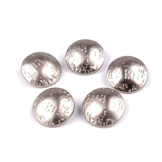Metal button finely hammered size 24'; 30'; 38' - Nickel (5 Pieces) Metal button finely hammered size 24'; 30'; 38' - Nickel (5 Pieces)