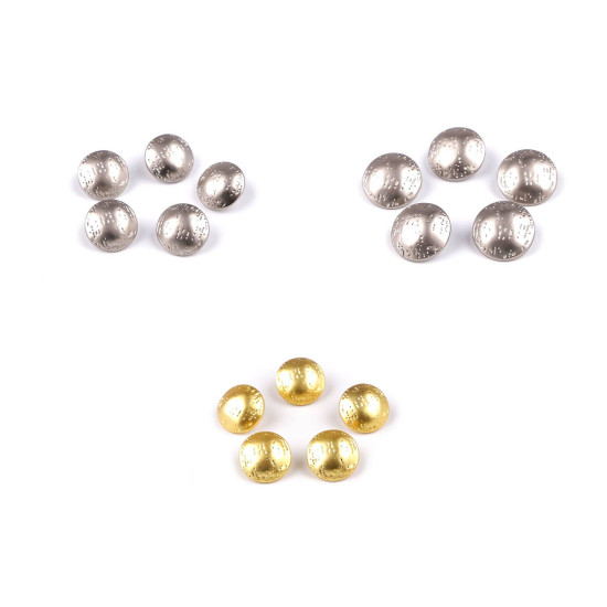 Metal button finely hammered size 24'; 30'; 38' - Nickel (5 Pieces) Metal button finely hammered size 24'; 30'; 38' - Nickel (5 Pieces)