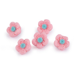 Button 3d imitation crochet flower size 28' - Light pink (100 Pieces)