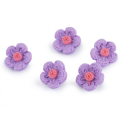 Button 3d imitation crochet flower size 28' - Light violet (100 Pieces)
