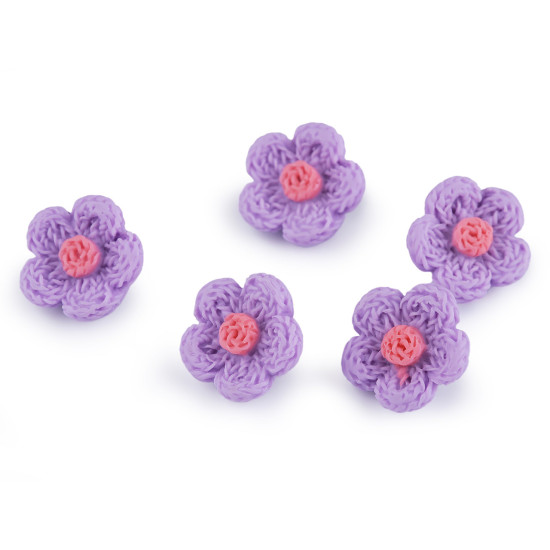 Button 3d imitation crochet flower size 28' - Light violet (5 Pieces) Button 3d imitation crochet flower size 28' - Light violet (5 Pieces)