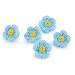 Button 3d imitation crochet flower size 28' - Blue light (100 Pieces)