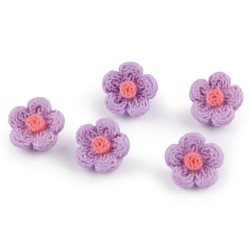 Button 3d imitation crochet flower size 28' - Lightest purple (100 Pieces)