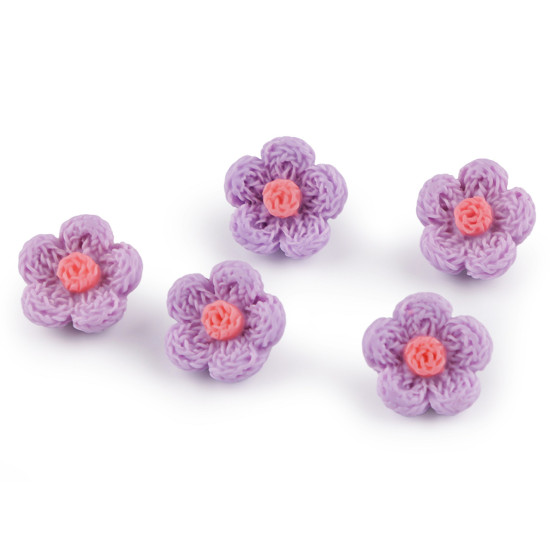 Button 3d imitation crochet flower size 28' - Light violet (5 Pieces) Button 3d imitation crochet flower size 28' - Light violet (5 Pieces)