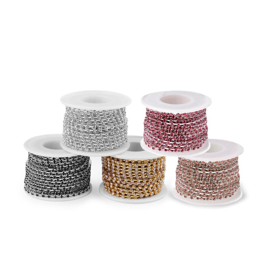Rhinestone chain trim width 2.9 mm - Crystal (9 Meters) Rhinestone chain trim width 2.9 mm - Crystal (9 Meters)
