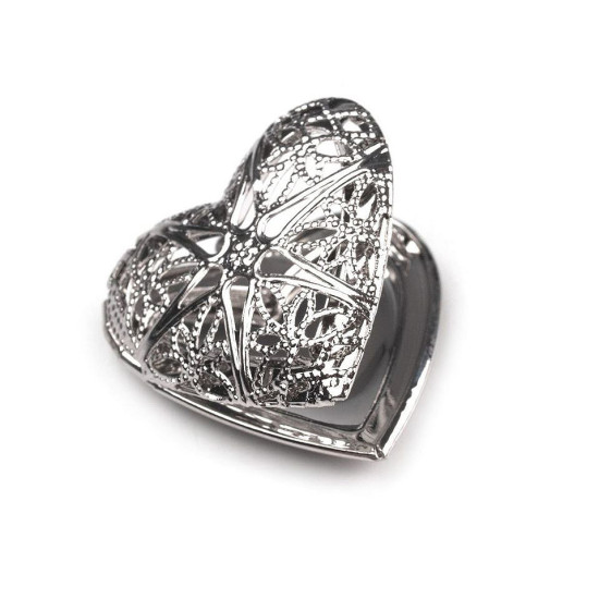 Medalion serce 26x26 mm otwierany - Srebrny jasny (1 Sztuka) Medalion serce 26x26 mm otwierany - Srebrny jasny (1 Sztuka)